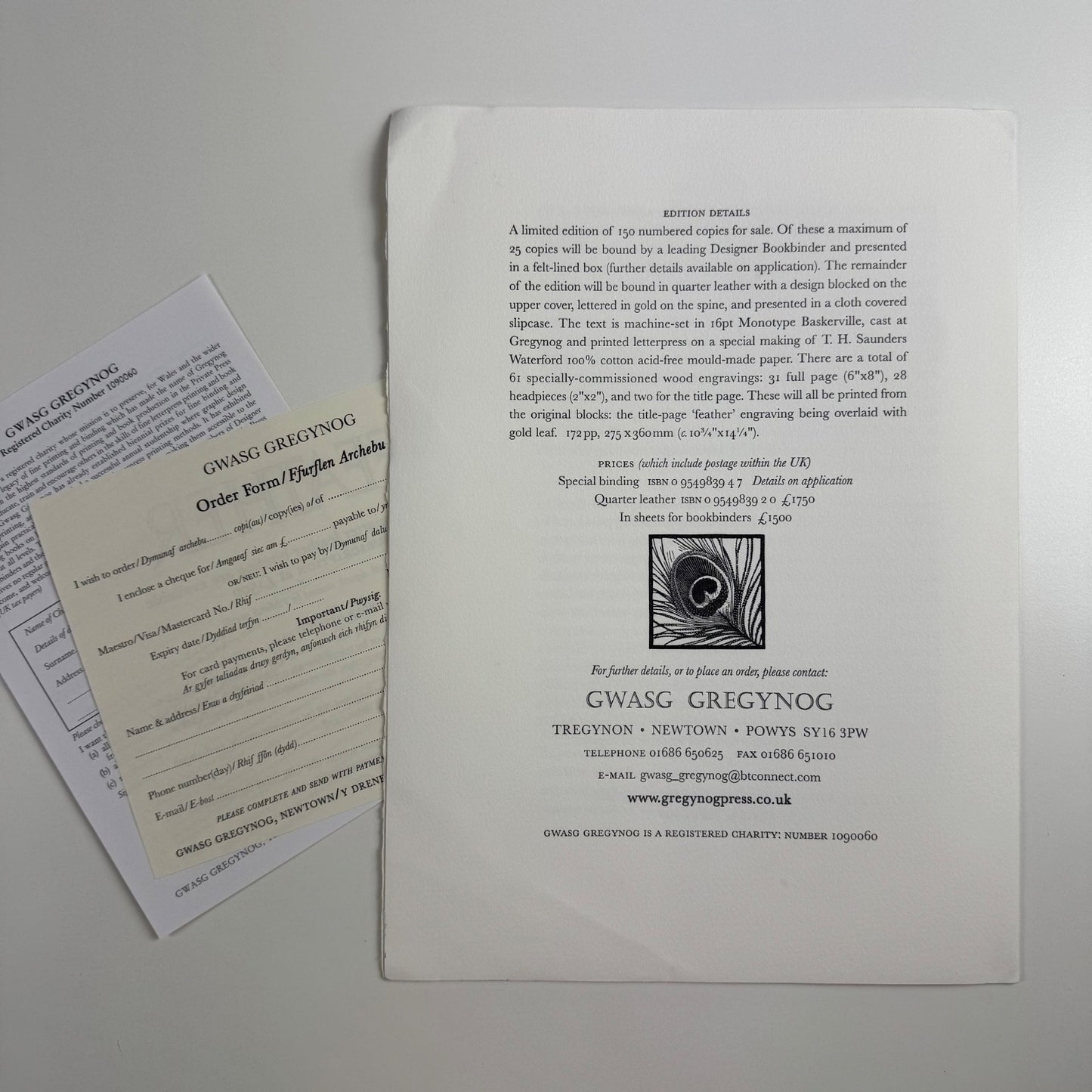 Leaflet for 'Of a Feather' by Colin See-Paynton | Gwasg Gregynog, 2008