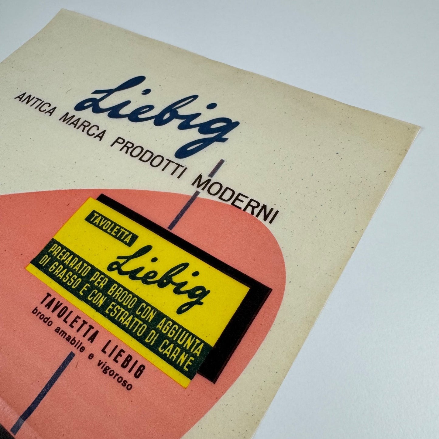 Liebig small paper advert Antica marca prodotti Compagnia Italiana Liebig 1954