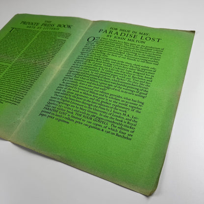 Folder The Golden Cockerel Press private press books spring list 1937 includes John Milton Paradise Lost