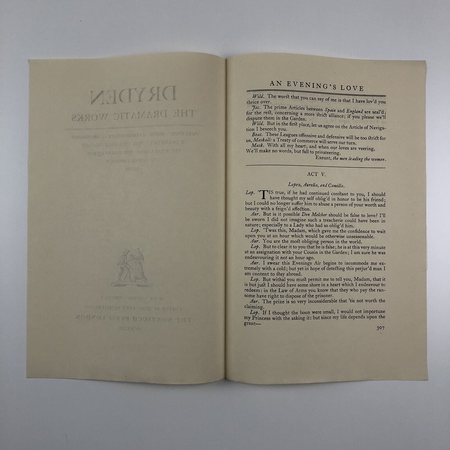 Prospectus – Dryden The Dramatic Works | Edited by Montague Summers | Nonesuch Press 1931