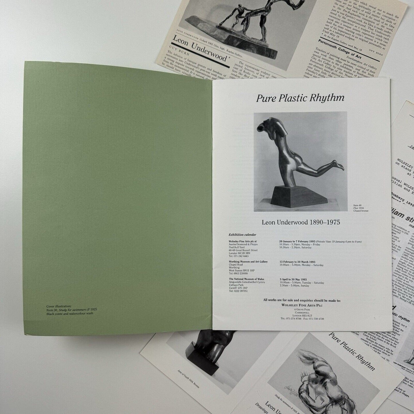 Pure Plastic Rhythm. Leon Underwood 1890-1975. Drawings, watercolours and sculpture 1922-1939 | Wolseley Fine Arts | Redfern Gallery, 1993 | catalogue and related printed ephemera