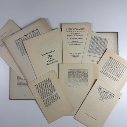 Folder type specimens The choice of type-faces in book-production | Alcuin Press, undated