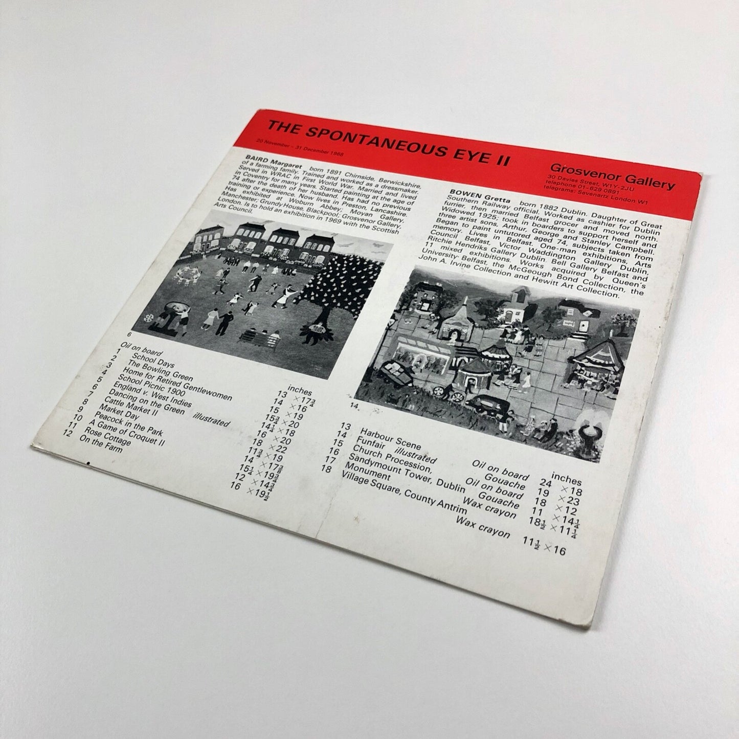 The Spontaneous Eye II – Grosvenor Gallery folded card, Nov-Dec 1968