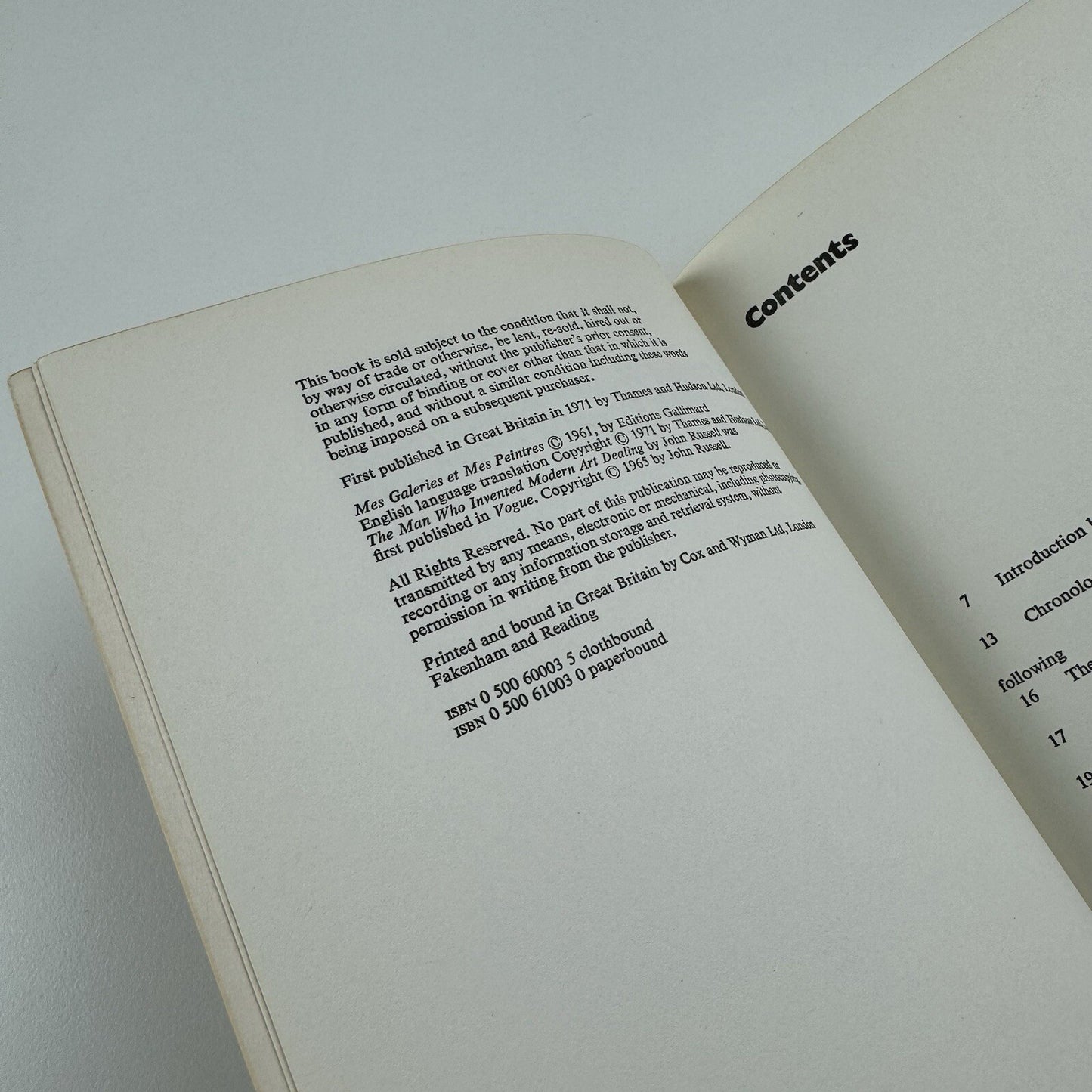 The Documents of 20th-Century Art: My Galleries and Painters | Daniel-Henry Kahnweiler with Francis Crémieux | Thames & Hudson, 1971