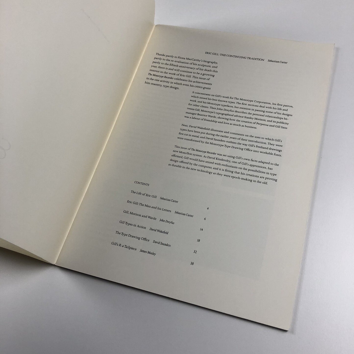The Monotype Recorder: Eric Gill | The Continuing Tradition | Autumn 1990, No 8