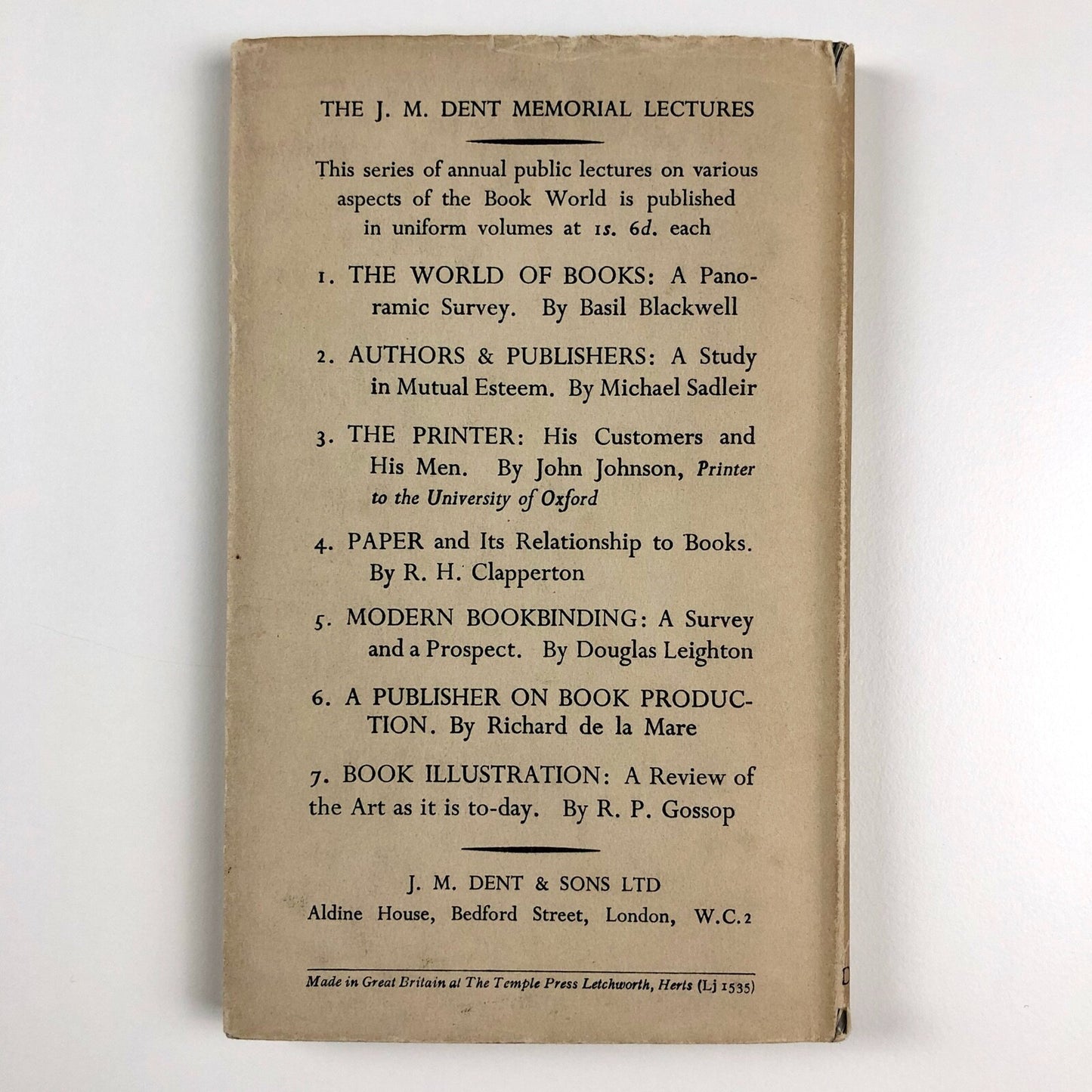 Book Illustration. A Review of the Art as it is to-day by G.P. Gossop | J.M. Dent & Son Ltd, 1937