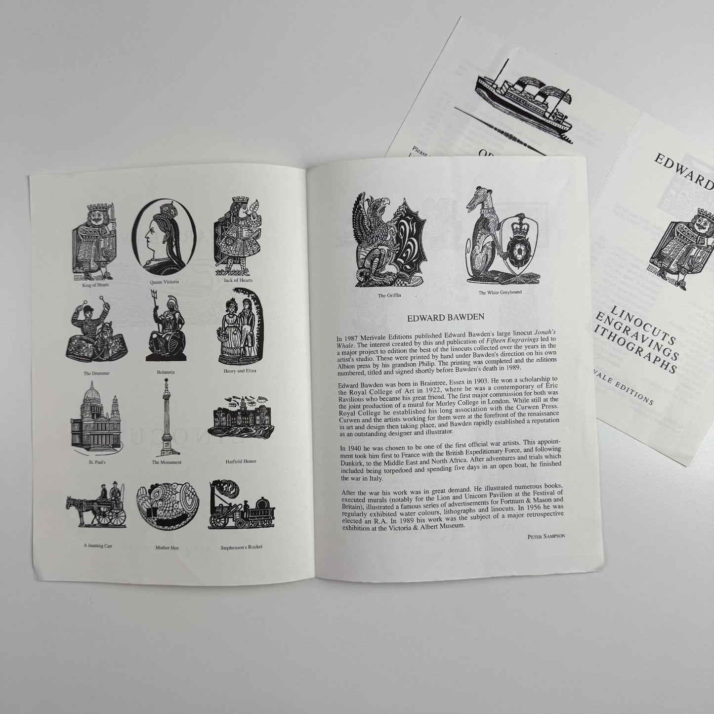 Leaflet and order form for Edward Bawden Linocuts. Merivale Editions, c.1988