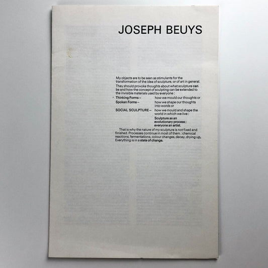 Joseph Beuys | Anthony d'Offay exhibition leaflet | August 1980 | Text by Caroline Tisdall