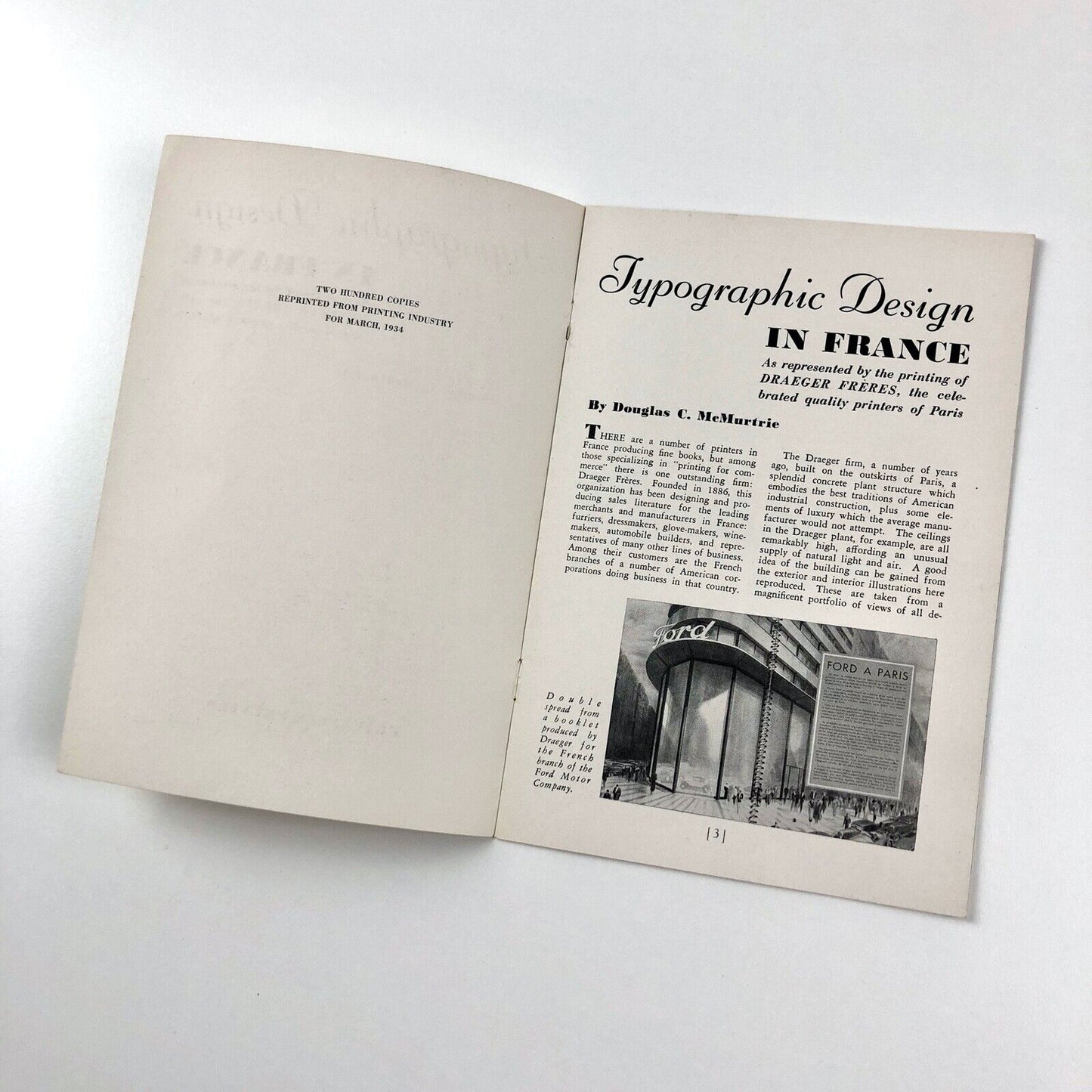 Typographic Design in France by Douglas C. McMurtrie | Draeger Frères, 1934