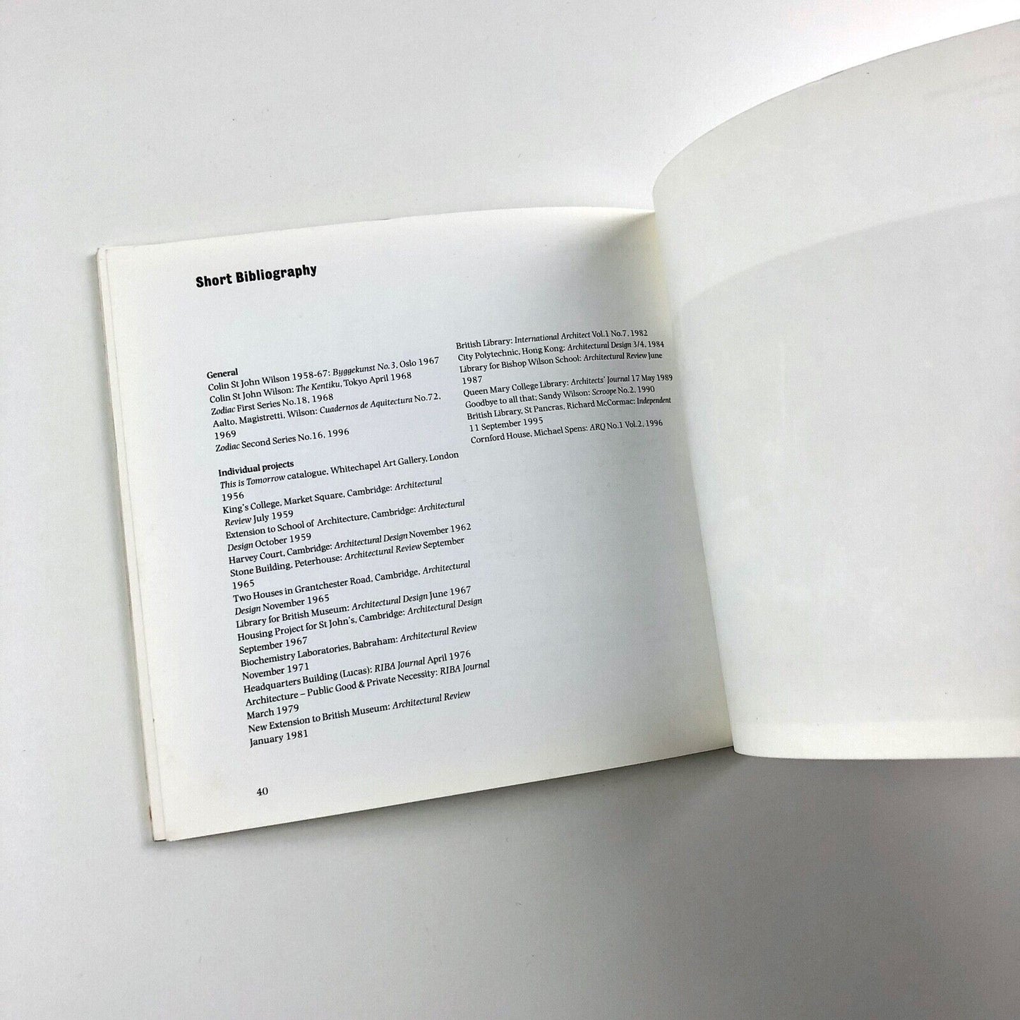 Colin St John Wilson | RIBA exhibition catalogue, 1997 | Edited by Charles Hind