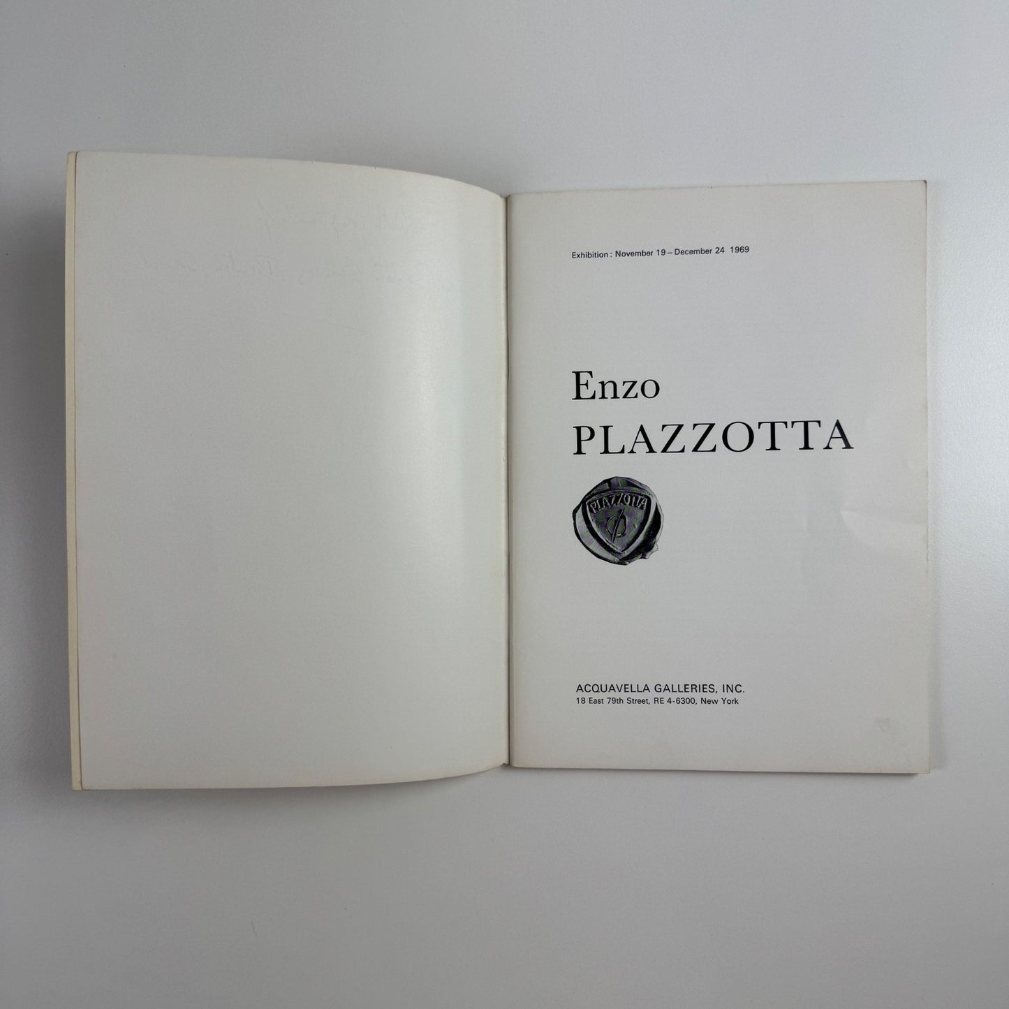 Enzo Plazzotta | Acquavella Galleries, New York, 1969