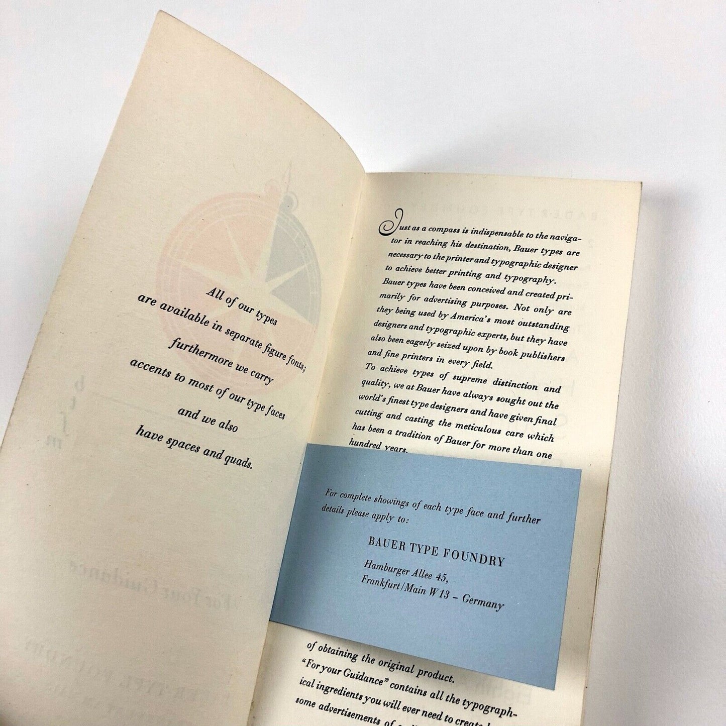 'For Your Guidance' – Bauer Type Foundry type specimen booklet, undated