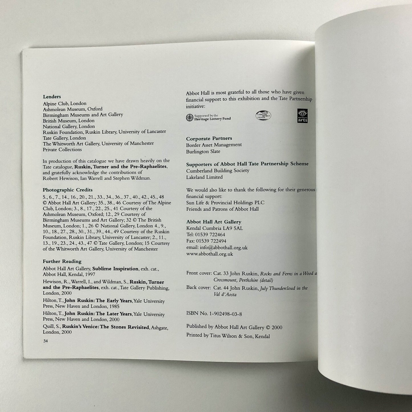 Ruskin and the Light of Nature | Abbot Hall Art Gallery catalogue, 2000