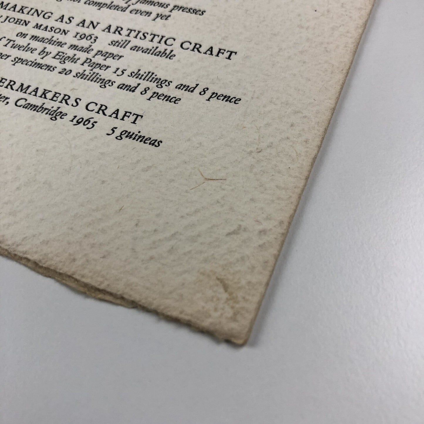 Prospectus – ‘The Paper Makers Craft’ | Will Carter | Twelve by Eight Press 1965