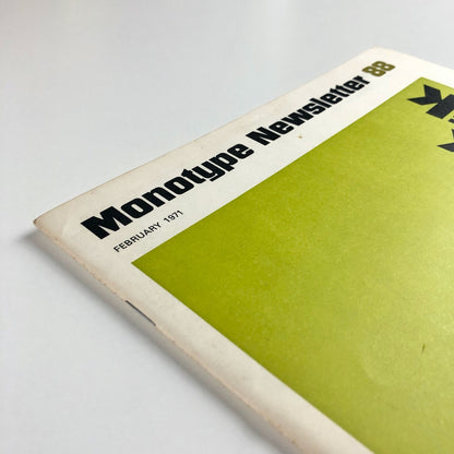 Monotype Newsletter 88 + 'Dante' type specimens Robert Barbor | February 1971