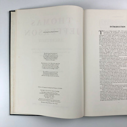 Thomas Jefferson Architect | Coolridge Collection | Fiske Kimball | De Capo Press 1968