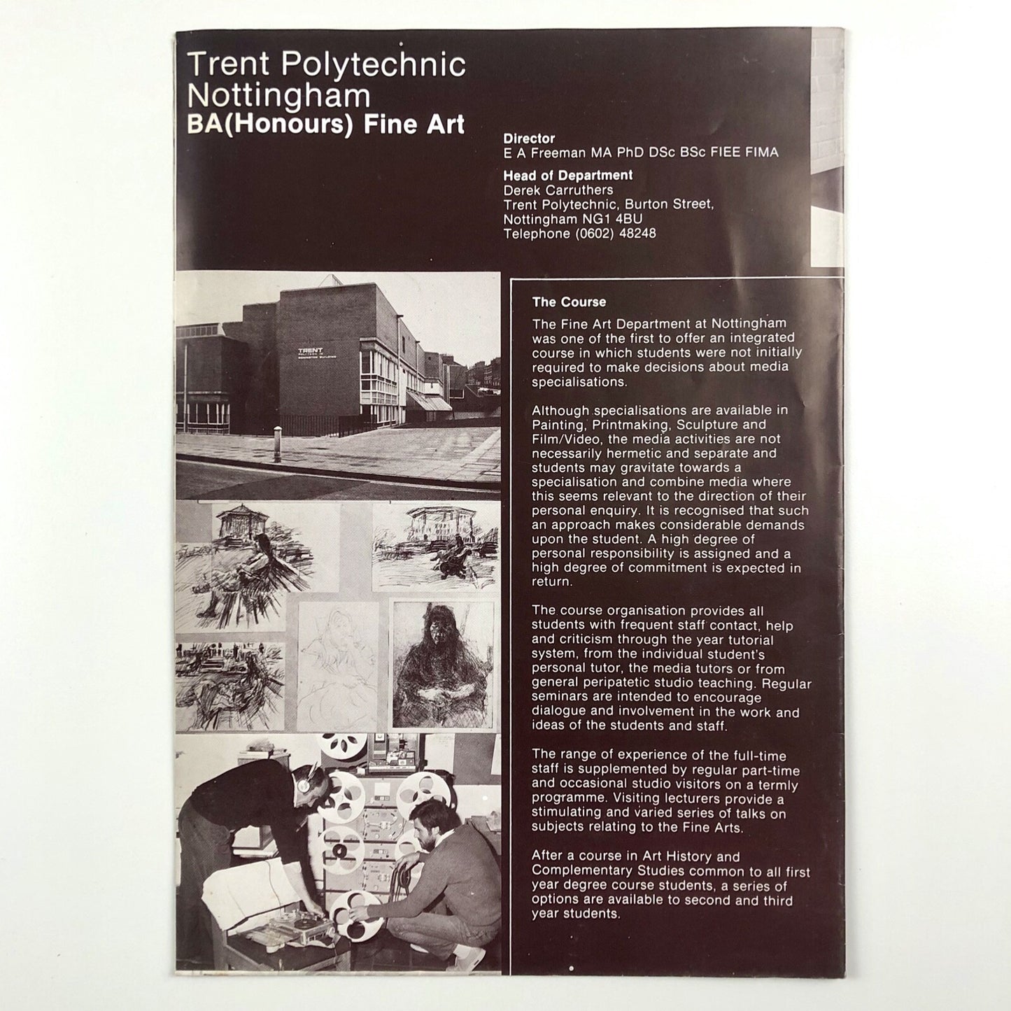 Trent Polytechnic Nottingham BA (Hons) Fine Art | Fold-out leaflet | Presumed late 1970s/early 1980s