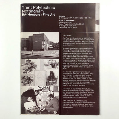 Trent Polytechnic Nottingham BA (Hons) Fine Art | Fold-out leaflet | Presumed late 1970s/early 1980s