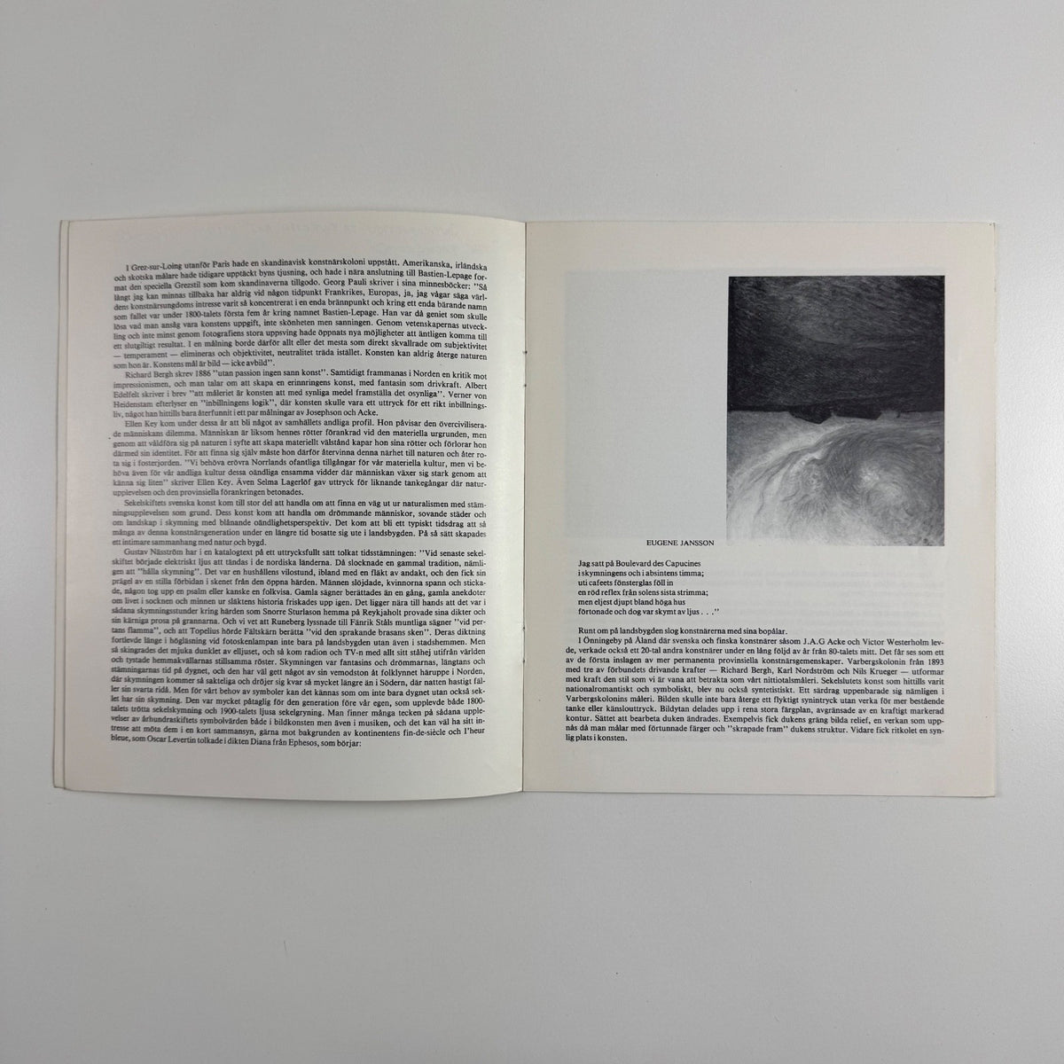 Leaflet Nationalromantik och symbolism | Swedish realism and symbolism 1880-1920 | Moser & Klang, Stockholm, 1983