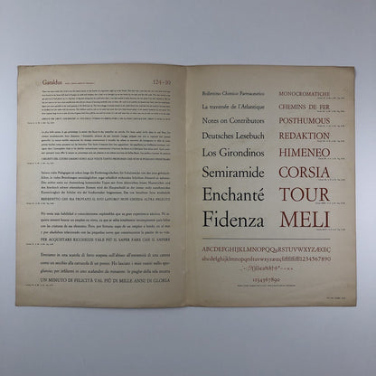 Garaldus type specimen | Societá Nebiolo, Torino | Design Aldo Novarase, possibly 1957