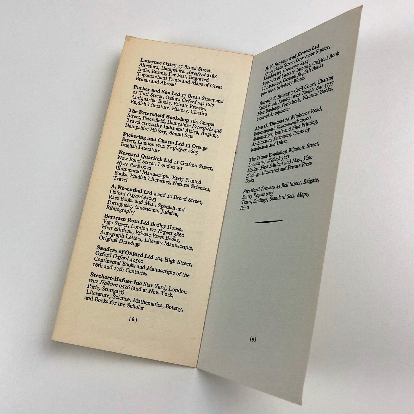 The Fifth Antiquarian Book Fair held at The National Book League 19-23 June 1962 | Handlist of Exhibitors