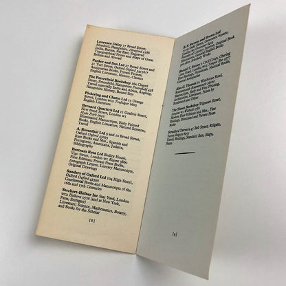 The Fifth Antiquarian Book Fair held at The National Book League 19-23 June 1962 | Handlist of Exhibitors