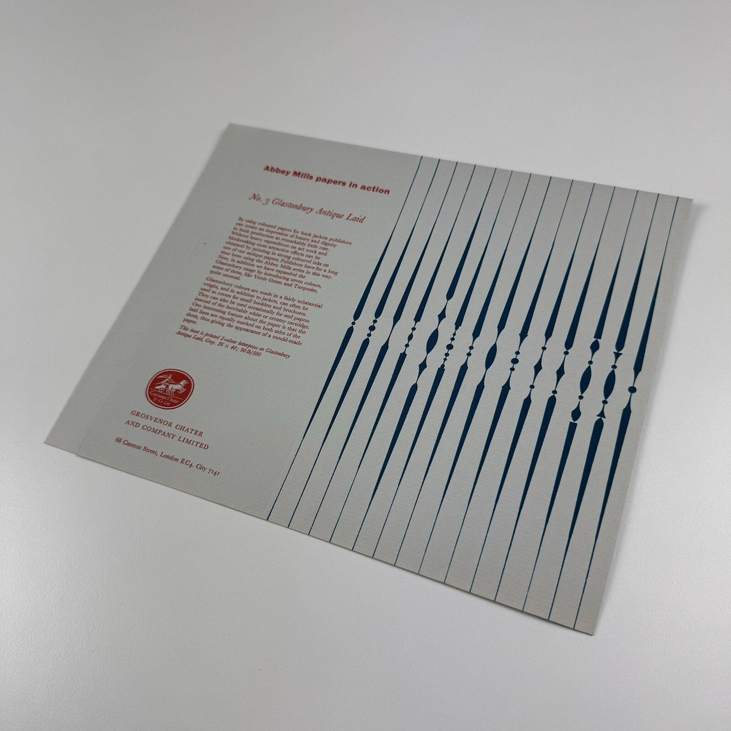 Paper sample – bookjacket – No 3 Glastonbury Antique Grosvenor Chater | Abbey Mills
