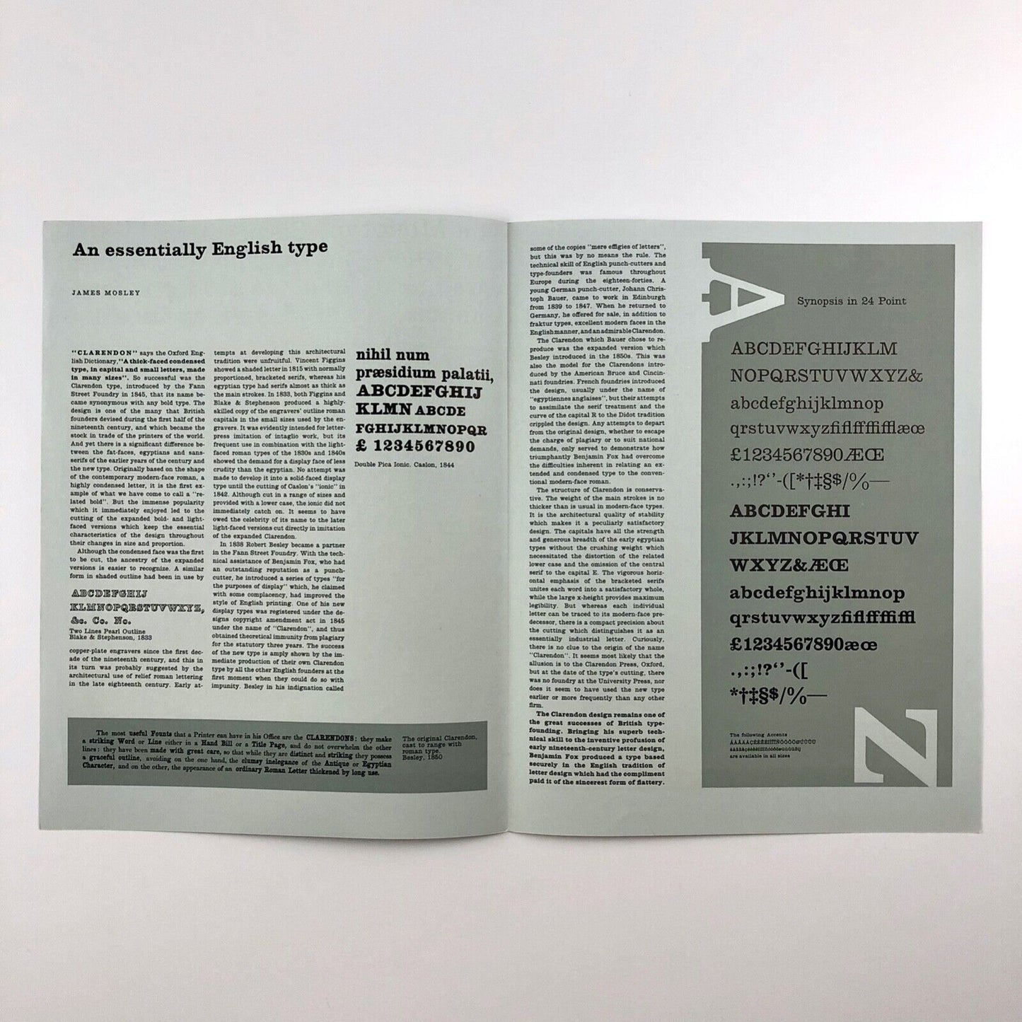 Type specimen leaflet New Clarendon with Bold Series 618 | text by James Mosley | Monotype Corporation, undated