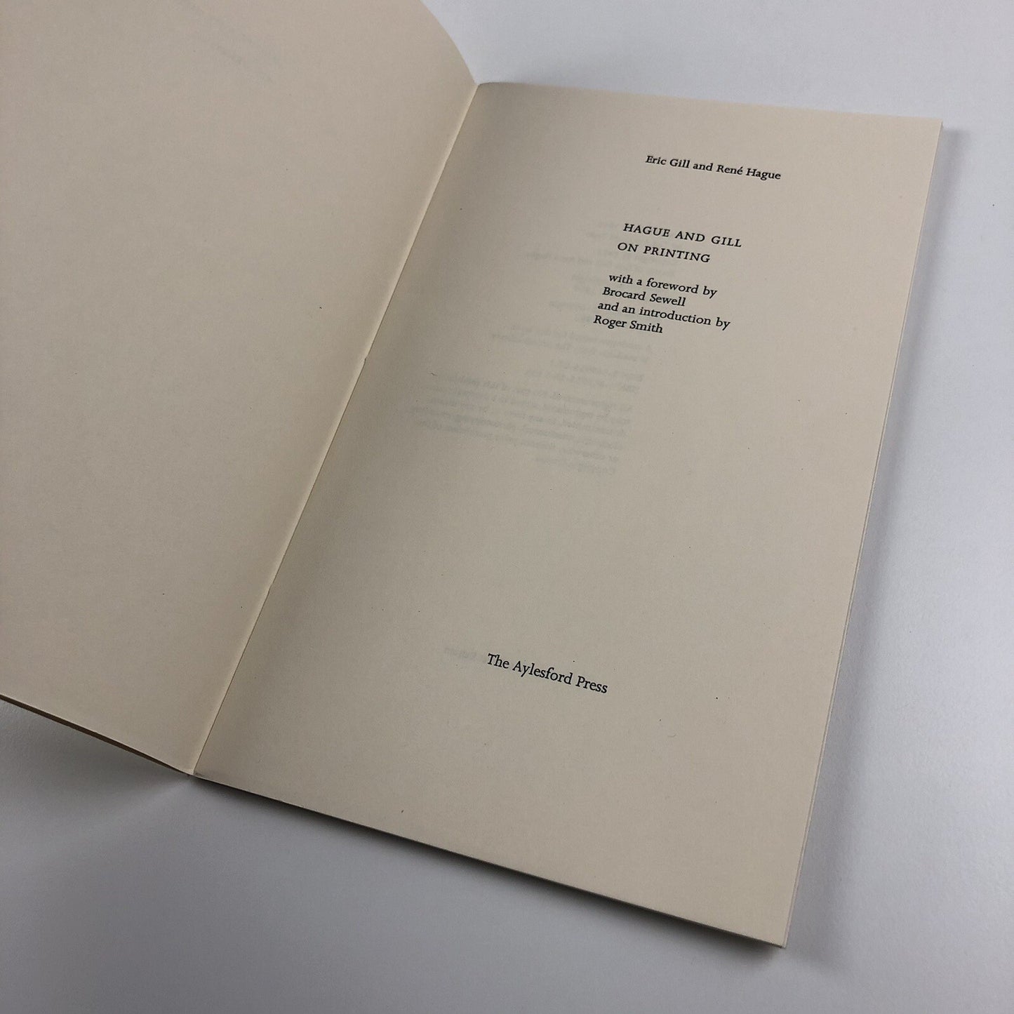 Hague and Gill on Printing | The Aylesford Press | 1993 softback edition