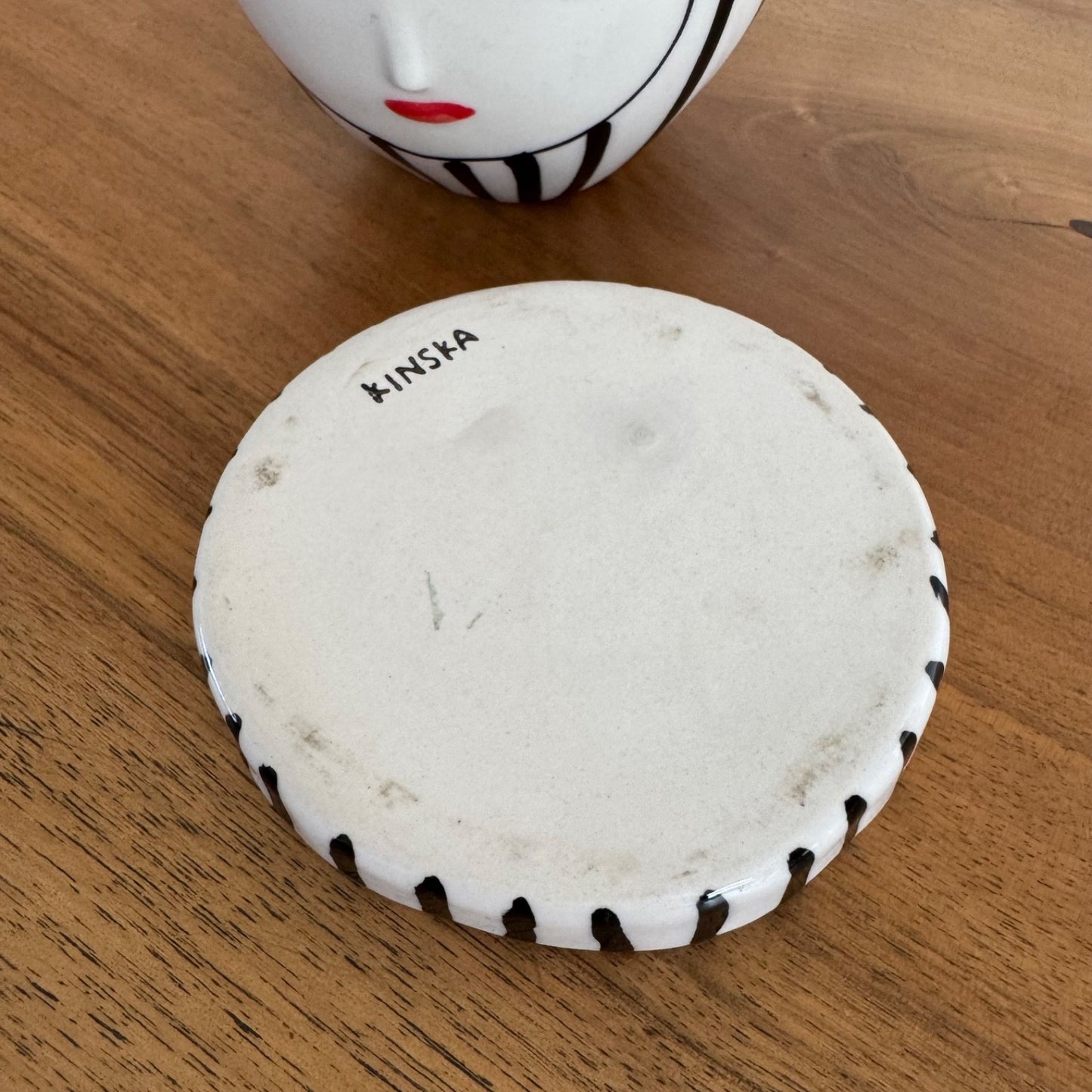 Kinska – studio ceramic small female face planter and saucer