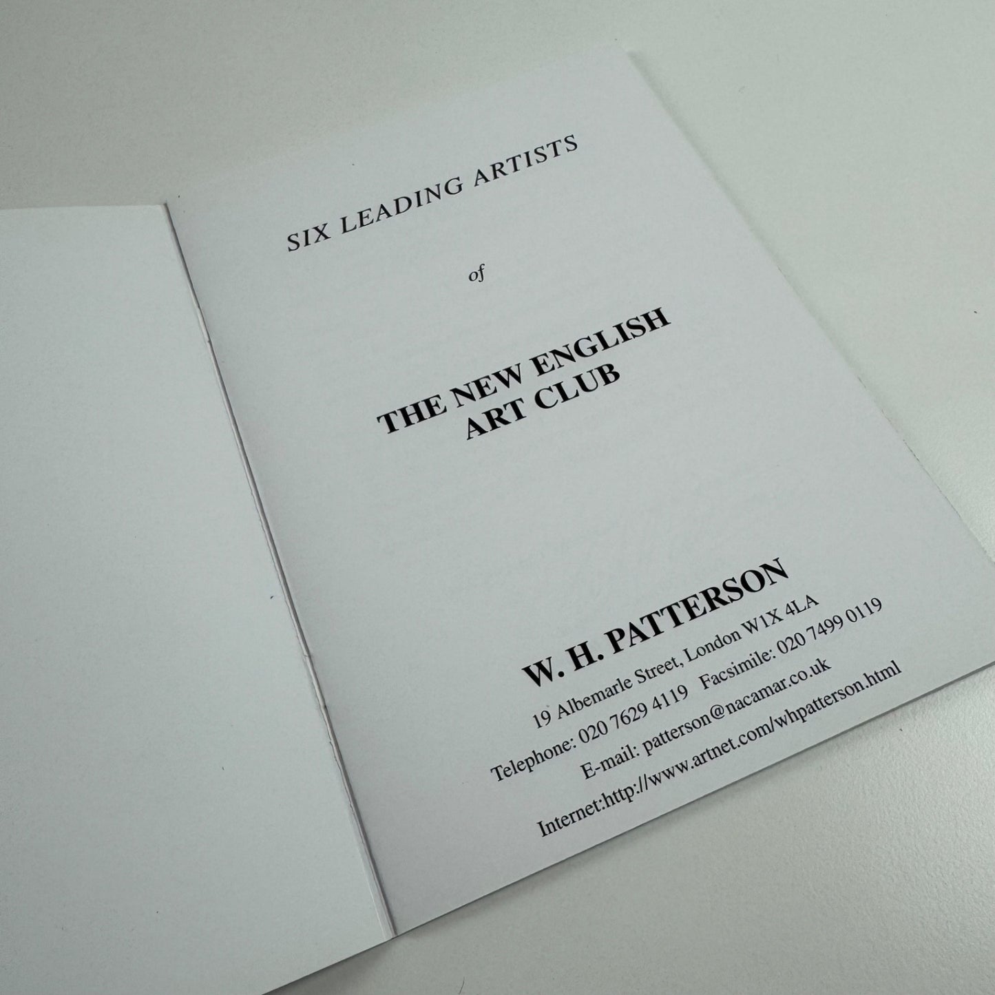 Six Leading Artists of The New English Art Club at W.H. Patterson. An exhibition of 36 fine paintings by William Bowyer, Tom Coates, Jane Corsellis, Fred Cuming, Ken Howard, Peter Kuhfeld