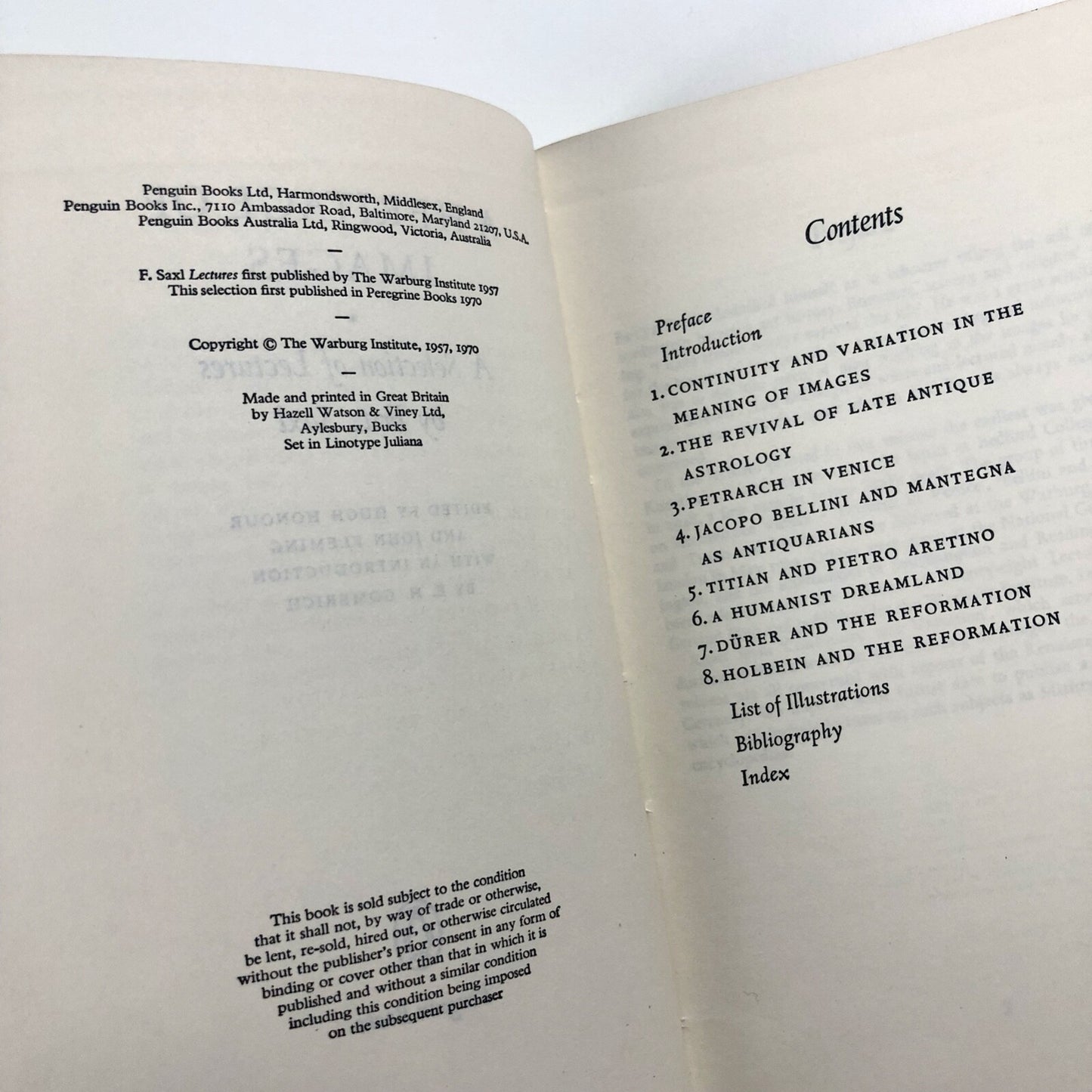 A Heritage of Images – A Selection of Lectures by Fritz Saxl | Peregrine, 1970