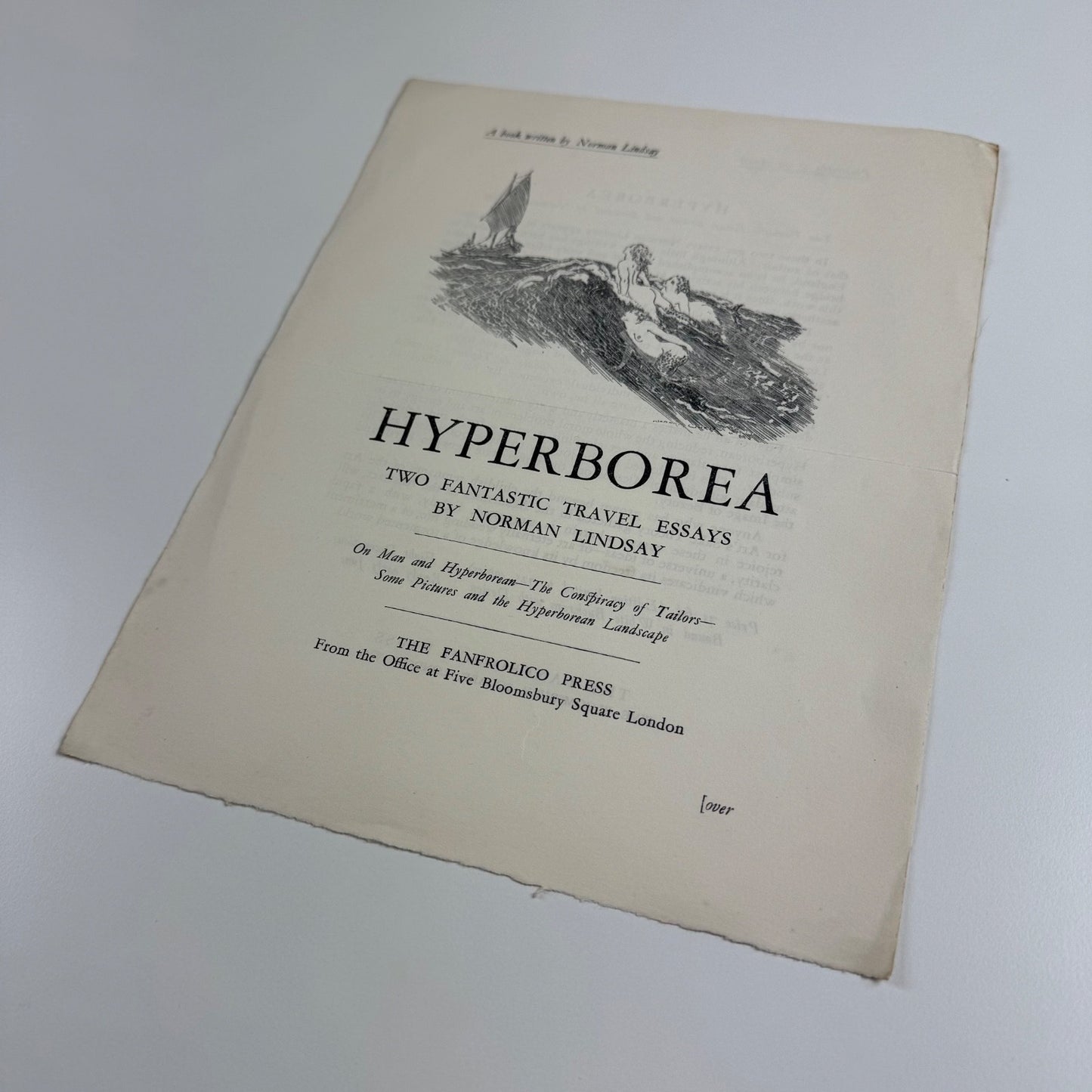 Promotional sheet for Hyperborea Two fantastic travel essays by Norman Lindsay | The Franfrolico Press c.1928