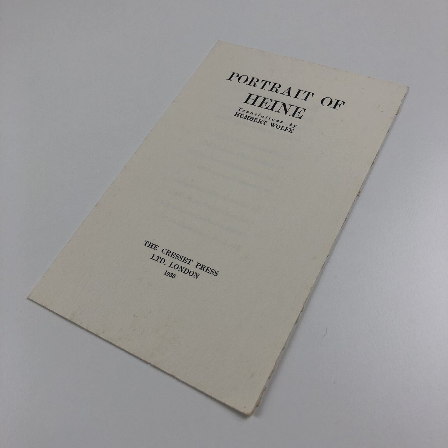 Prospectus for Portrait of Heine | Translated by Humbert Wolfe | The Cresset Press, 1930