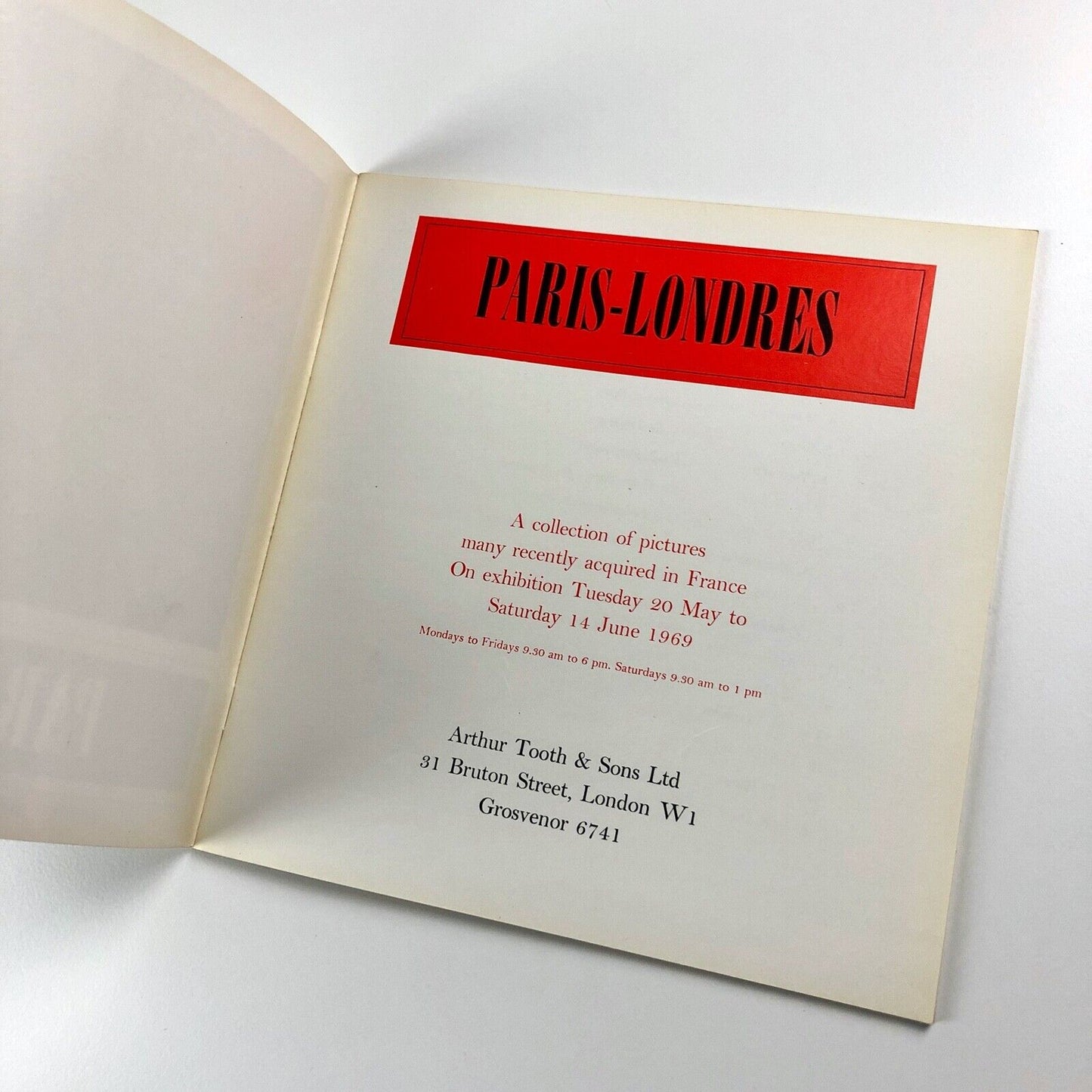 Paris-Londres exhibition catalogue, May 1969 | Arthur Tooth & Sons Ltd