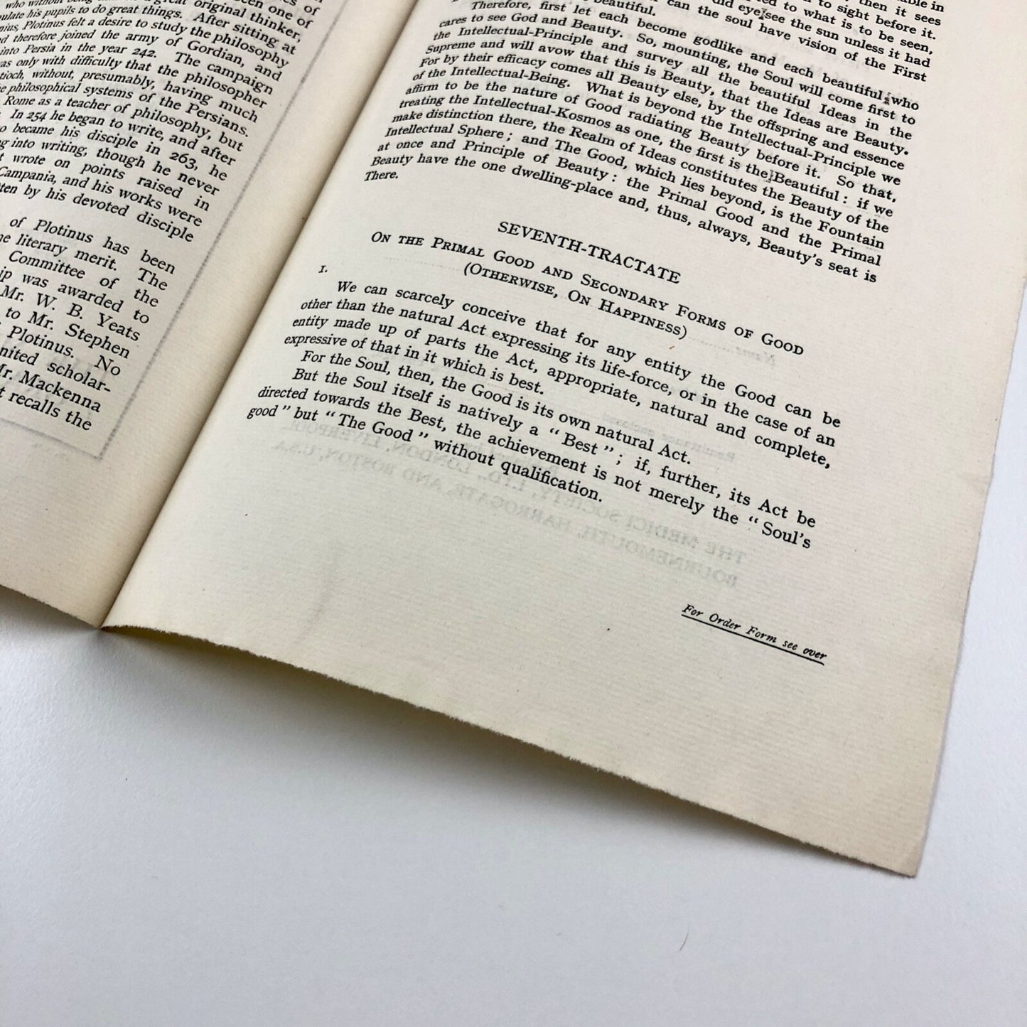 Prospectus for Plotinus trans Stephen Mackenna Medici Society 1924