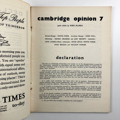 Cambridge Opinion magazine | No. 7, March 1958 | Edited by Robin McLaren