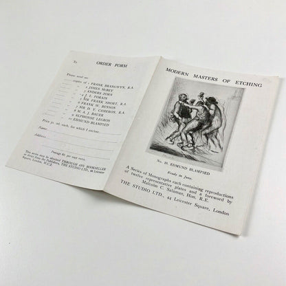 Leaflet for Edmund Blampied 'Modern Masters of Etching' | The Studio, 1926