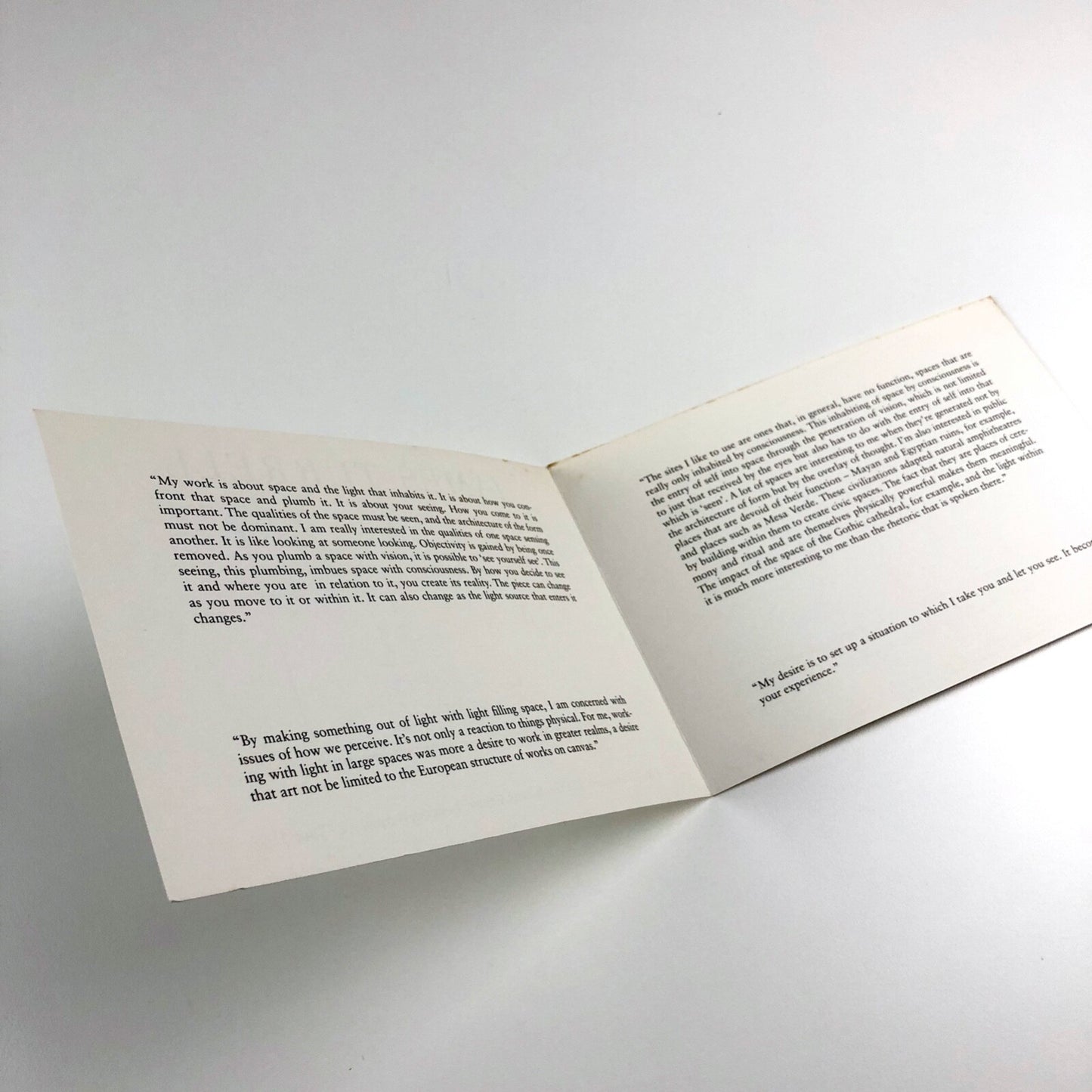 James Turrell | Hayward Gallery, London 1993 | Folded promotional card