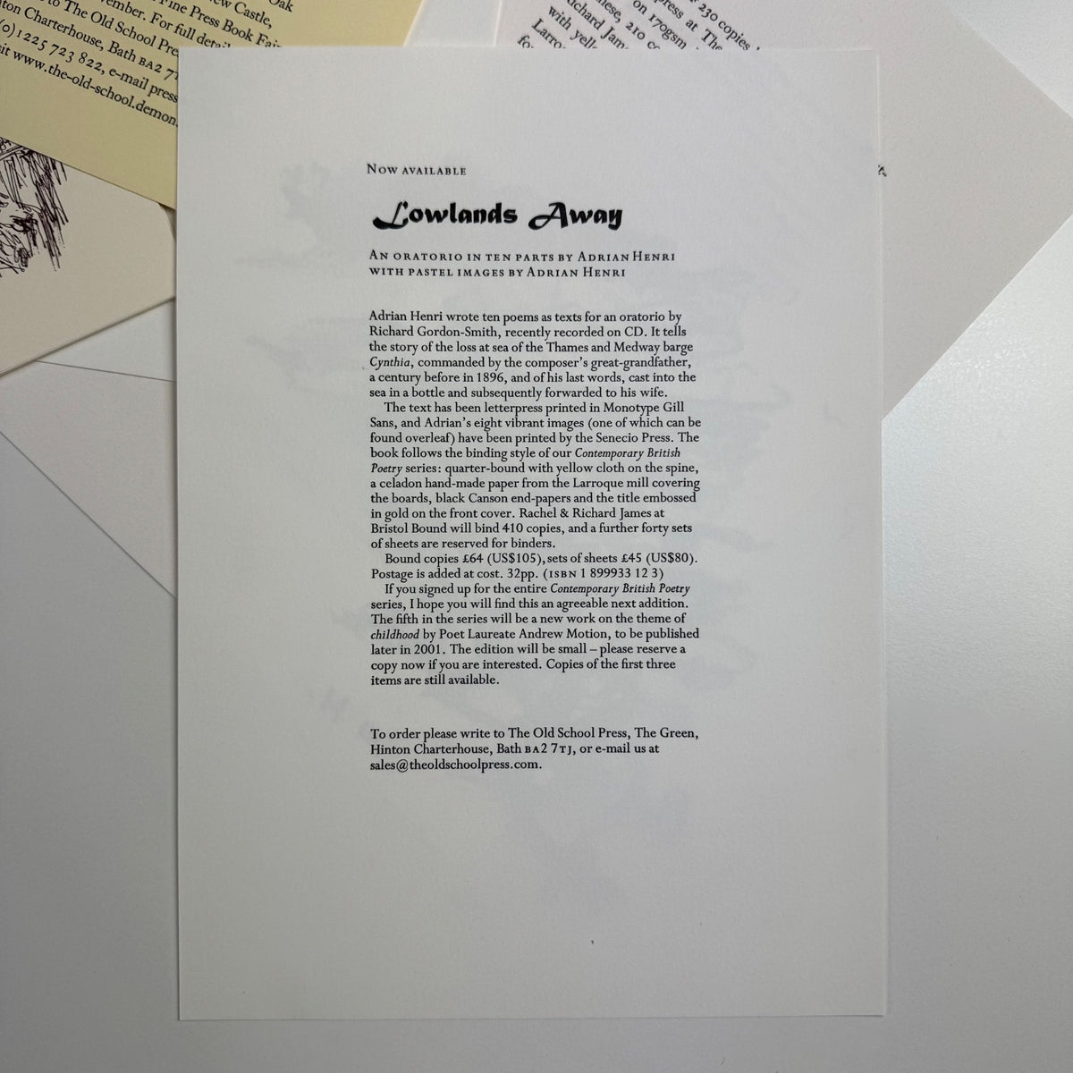 Some plans… no promises. Books on the horizon from The Old School Press 2001