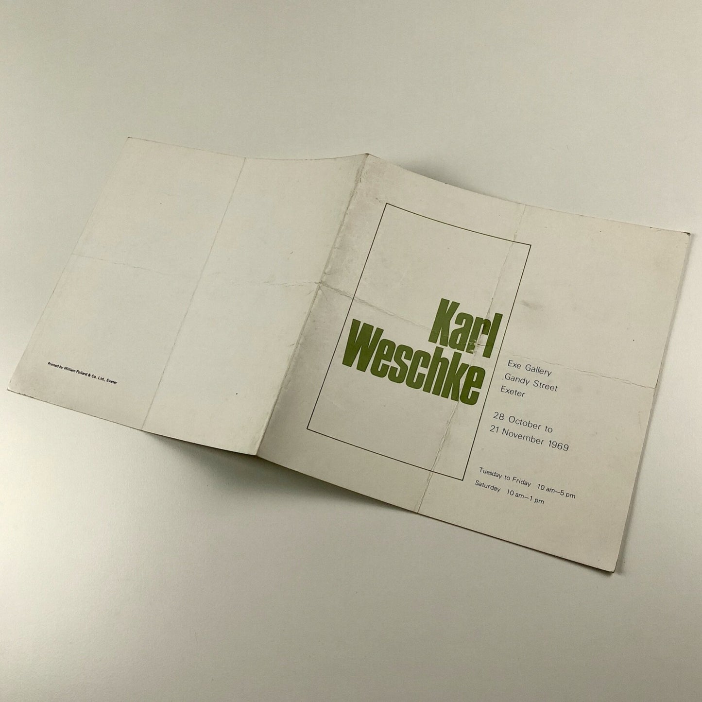 Karl Weschke | Exe Gallery Exeter | October-November 1969