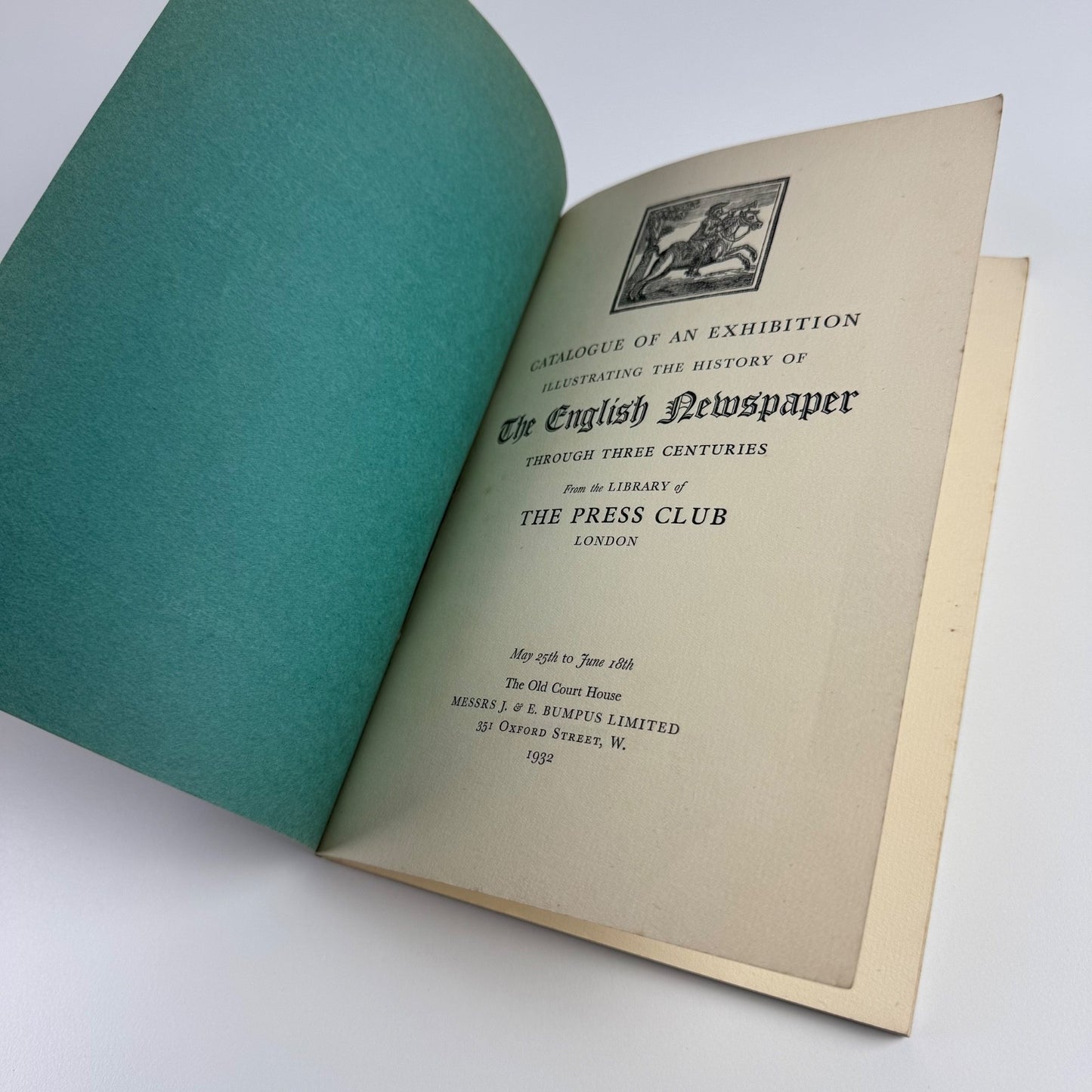 History of the English newspaper through three centuries held at The Old Court House | The Press Club 1932