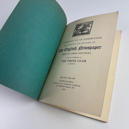History of the English newspaper through three centuries held at The Old Court House | The Press Club 1932