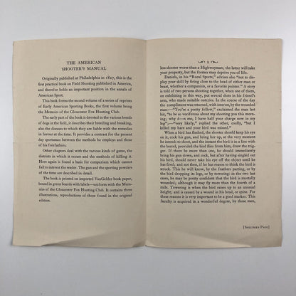 Prospectus – The American Shooter’s Manual | Ernest R. Gee | The Derrydale Press, 1928