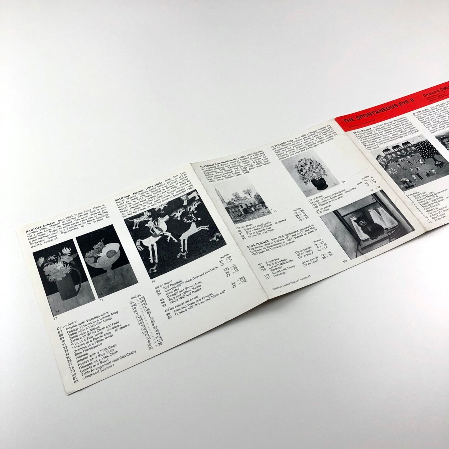 The Spontaneous Eye II – Grosvenor Gallery folded card, Nov-Dec 1968