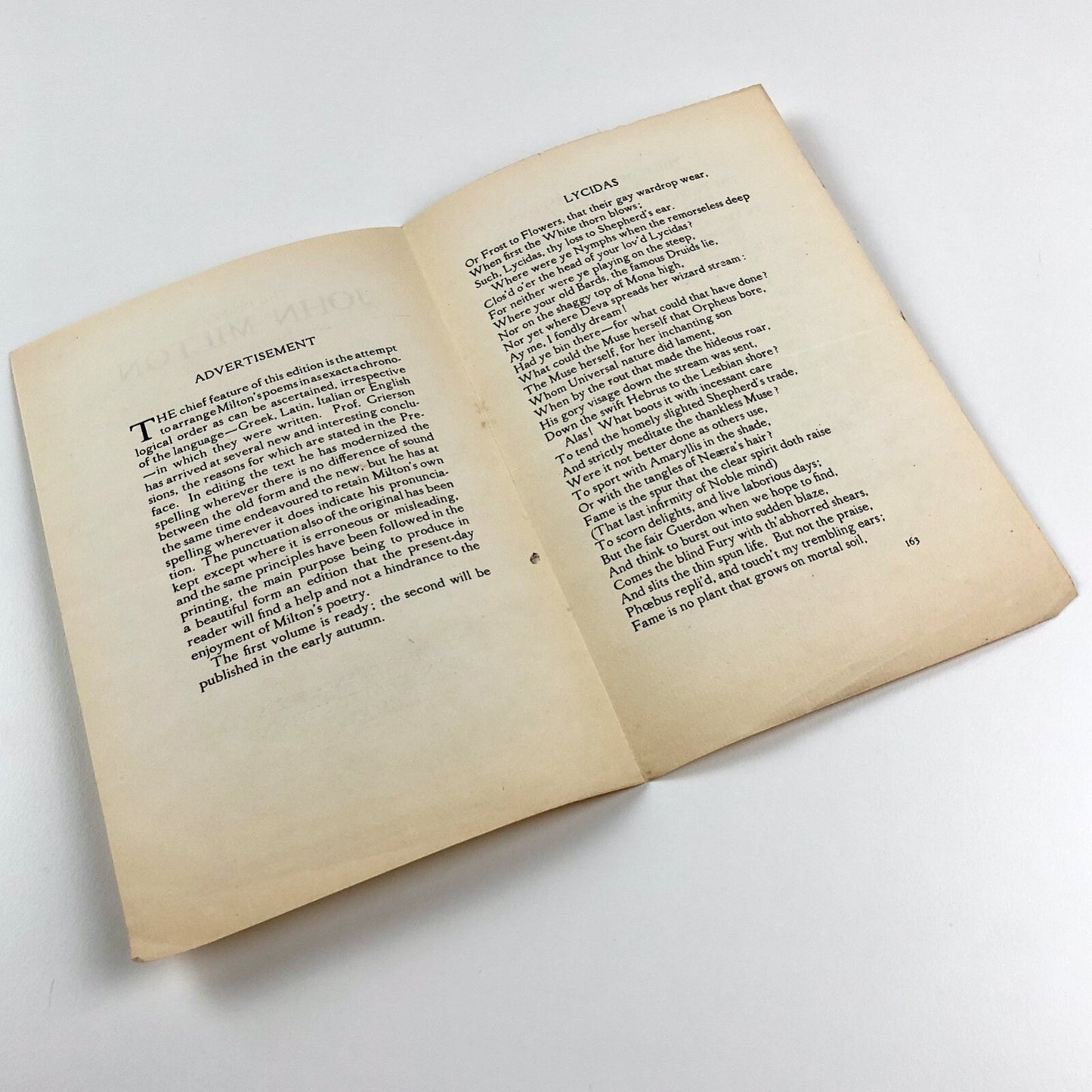 The Poems of John Milton prospectus / specimen page | Florence Press, Chatto & Windus, 1925