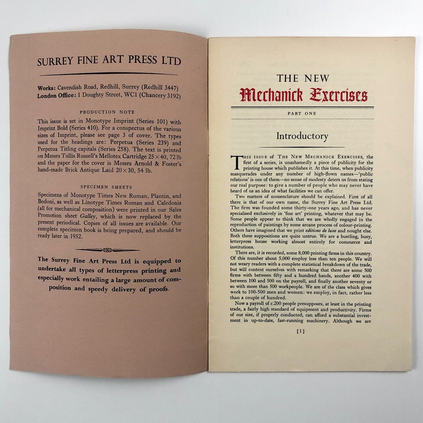 The New Mechanick Exercises Part 1. Introductory | Surrey Fine Art Press, 1952