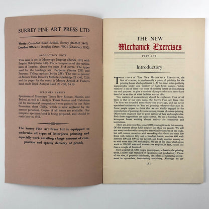 The New Mechanick Exercises Part 1. Introductory | Surrey Fine Art Press, 1952