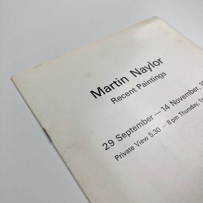 Martin Naylor – Recent Paintings | Juda Rowan Gallery exhibition leaflet, 1981