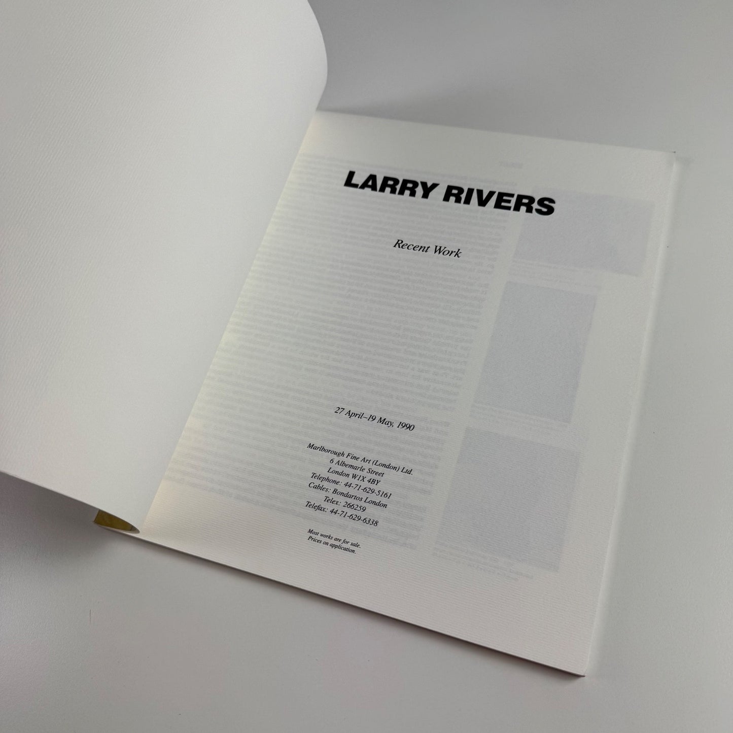Larry Rivers. Recent Work | Marlborough Fine Art, 1990